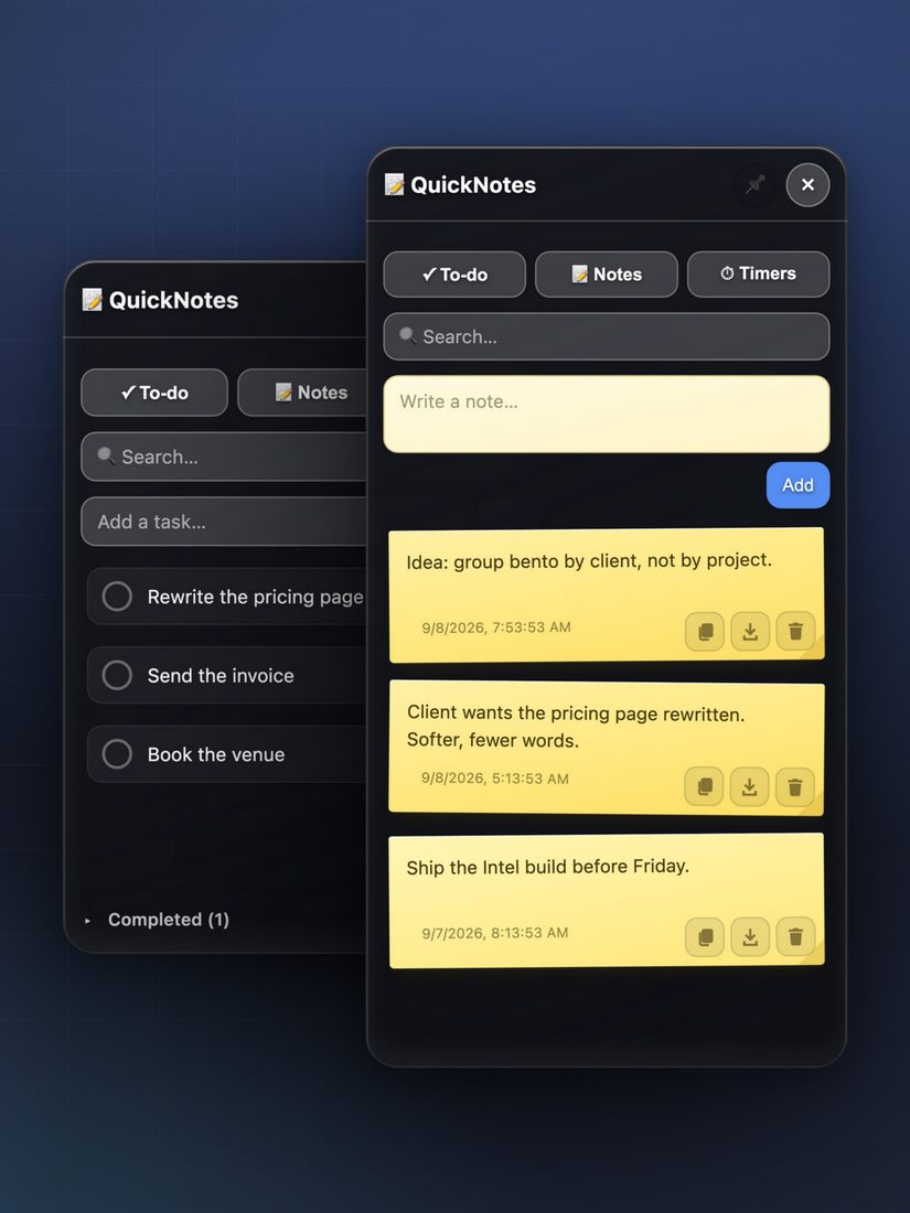 Sticky notes and a to-do list, one click away